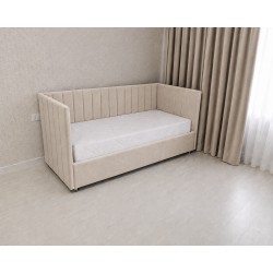 Pat pentru copii Box Line tapițat pe trei laturi bej  A-181